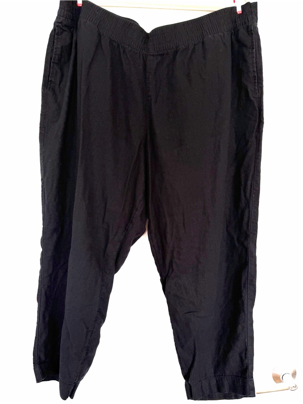 Old Navy Linen Blend High Wasted Straight Ankle Pants Black XXL
